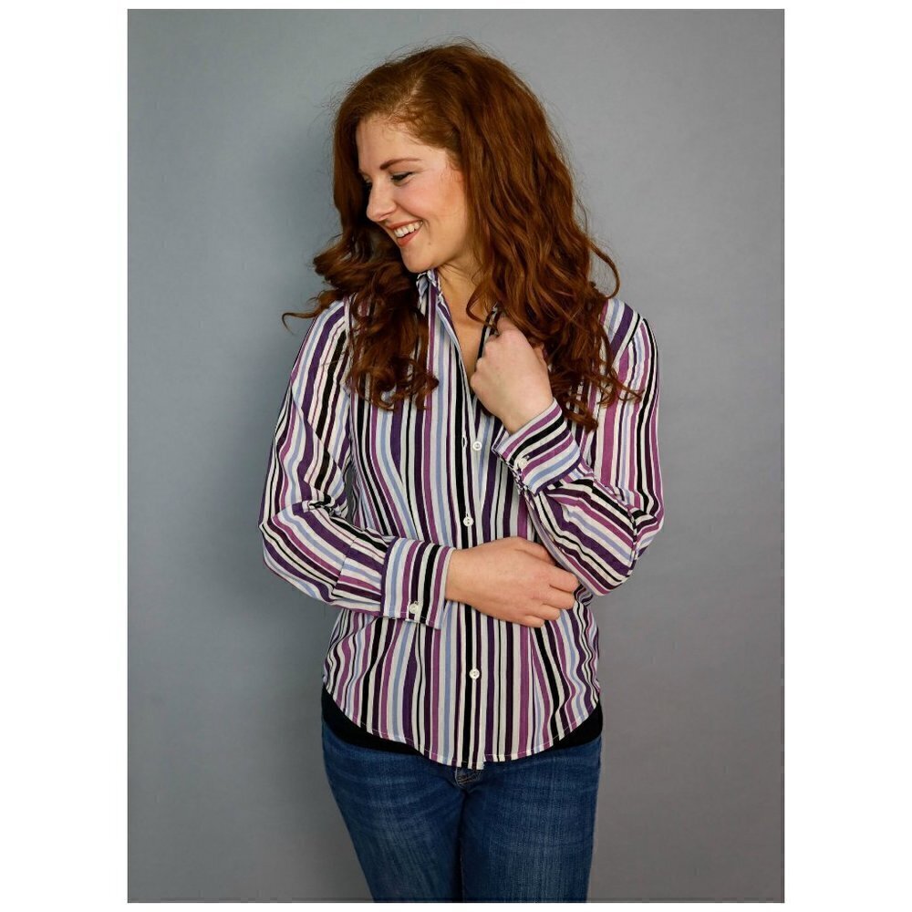 New York & Company Striped Button Up Shirt…